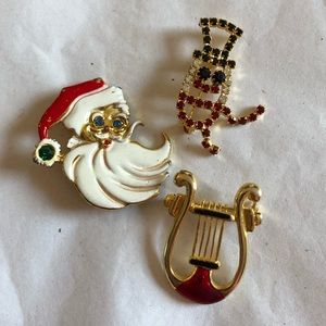 3 Vintage Christmas Brooches